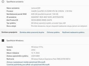 Lenovo L520, Intel i5-2520M@ 2,5GHz, 8GB DDR3, 120GB SSD - 19