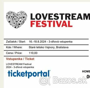 Lovestream 3 dňový lístok