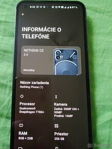 Predám Nothing Phone 1 5G 8GB/256GB v dobrom stave dá