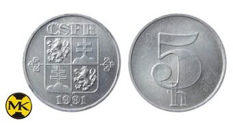 5 halier ČSFR 1991 - 1