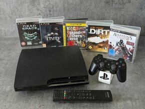 Playstation 3 Slim 1 ovládač, 5 hier (Assassin, GTA, a iné) - 1