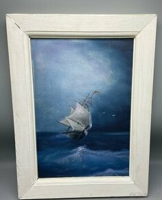 Plachetnica na mori, maľovaný obraz - 1