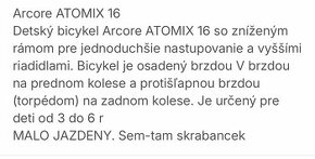 Detsky bicykel Arcore Atomix 16 - 1