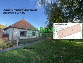 4 izbový rodinný dom s garážou Alekšince pozemok 1 277 m2 ID