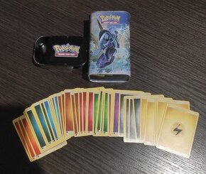 Predám plechový pokemon box s kartami