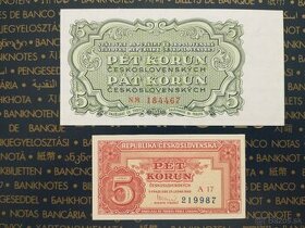 bankovky ČSSR, 5Kčs 1949, 1953     UNC - 1