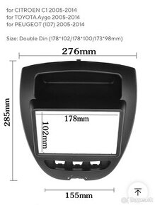 Rámik pre dotykové rádio Citroën C1,Peugeot 107,Toyota Aygo