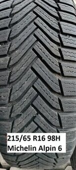 Predám 1 zimnú pneumatiku 215/65 R16 98H Michelin Alpin6 - 1