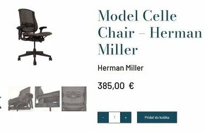 Kvalitná stolička Herman Miler nosnosť 160kg