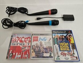 Singstar mikrofóny + hry pre PlayStation 2 a PlayStation 3