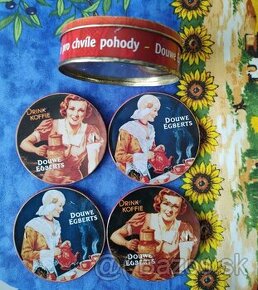 Vintage podložky pod poháre v plechovke DOUWE EGBERTS