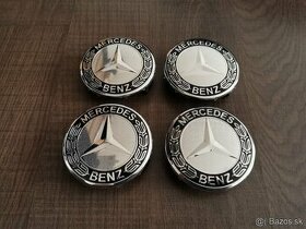 Stredové krytky Mercedes 75mm čierne chróm - 1