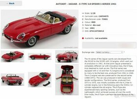 Predám Jaguár E-type model 1:18