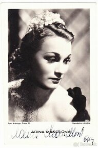 Adina Mandlová autogram - propagační fotografie z roku 1939 - 1