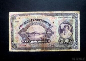 5000 korun 1920 NEPERFOROVANA vzacna serie B  RR  stav 3 - 1