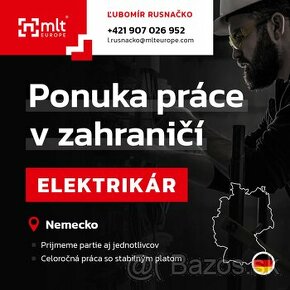 Ponuka práce Nemecko Elektrikár