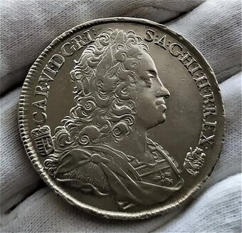 Stříbrný Tolar Karel VI. 1733 K.B., krásný sběratelský stav