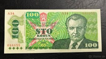 Bankovky ČSSR 100 Kčs 1989 vzácna vysoká séria UNC