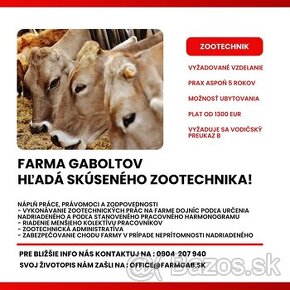 Farma Gaboltov hľadá skúseného zootechnika