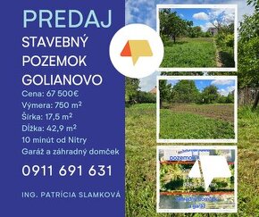 Predaj stavebný pozemok Golianovo- 750 m2, záhradný domček a