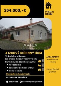 NA PREDAJ: 4izbový RD na pozemku 562m2 - Suchá nad Parnou