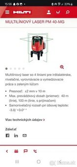 Laser Hilti PM40-MG ako novy