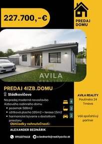 NA PREDAJ: Moderná novostavba 4izb.rodinného domu na pozemku