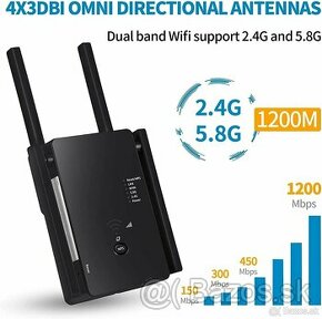 Wi-Fi Repeater, zosilňovač, 1200 Mbit/s, 2x LAN, 2,4GHz /5G - 1