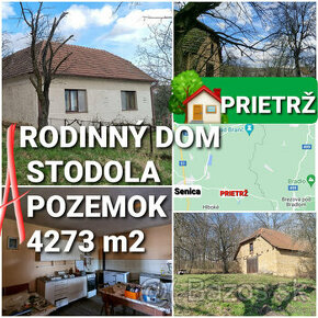 NA POLOSAMOTE RODINNÝ DOM, STODOLA a POZEMOK 4273 m2 PRIETRŽ - 1