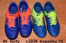 kopačky aj turfy velkost 33/34 NOVE tenisky Donnay a Reebook