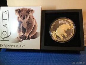 Predám striebornú mincu 3 oz Koala pozlátená Perth Mint