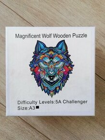 Drevené puzzle - vlk