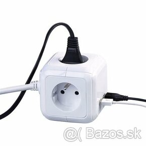 Predlžovací prívod kocka, 4 zásuvky 230V + 2x USB max.