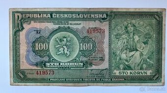 Bankovky 1.ČSR 100 Korun 1920 Ar krásna