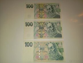 BANKOVKY 100 KČ 1993, 1995, 1997, PĚKNÉ STAVY