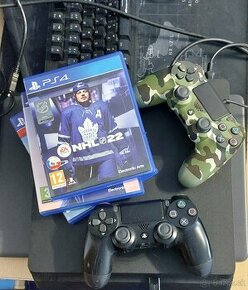 Ps4 slim 500gb 2 ovladače 3 hry a stoján