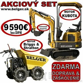 Predám minibager BELGER 12 s motorom KUBOTA + DUMPER