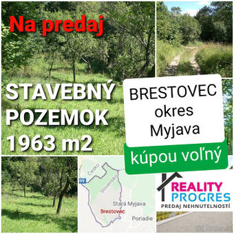 STAVEBNÝ POZEMOK PRI POTOKU 1963 m2 BRESTOVEC okres MYJAVA