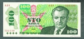 Staré bankovky - 100 kčs 1989 Gottwald bezvadný stav - 1