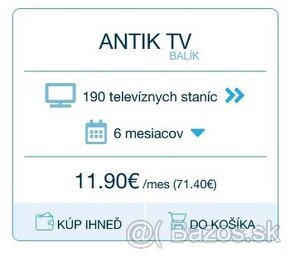 Kupon na 190 programov ANTIK TV na 6 mesiacov - voucher