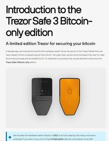 Trezor Safe 3 BTC - only