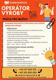 OPERÁTOR VÝROBY (STROJÁRSKY PRIEMYSEL) - SLÁDKOVIČOVO