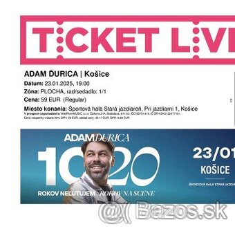 Predám DVA VIP LÍSTKY NA KONCERT ADAMA ĎURICU