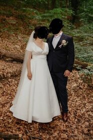 Saténové svadobné šaty - 1