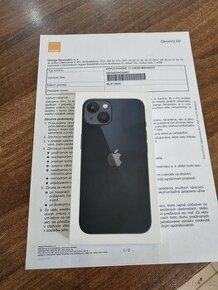 Apple Iphone 13 128GB midnight black,záruka 2r