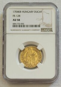 Zlatý dukát Leopold I., 1704kb, NGC AU58