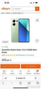 Smartfón Redmi Note 13 6/128GB Mint Green