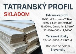 #1 ✅ Tatranský profil ✅ skladom ✅ Rozvoz cele Slovensko ✅