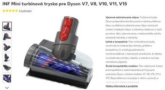 INF Mini turbínová tryska pre Dyson V7, V8, V10, V11, V15