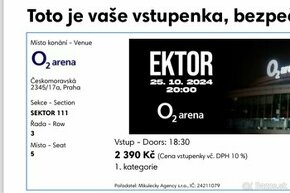 EKTOR O2 ARENA lístky